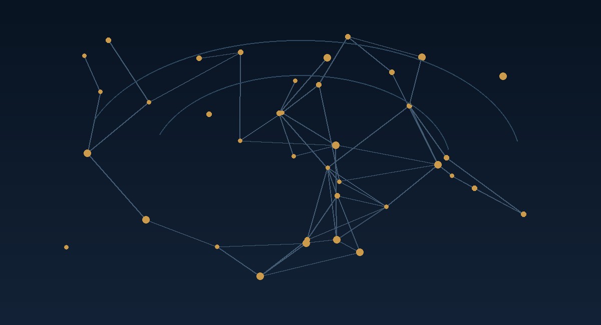 Abstract network visual representing interconnected financial crime